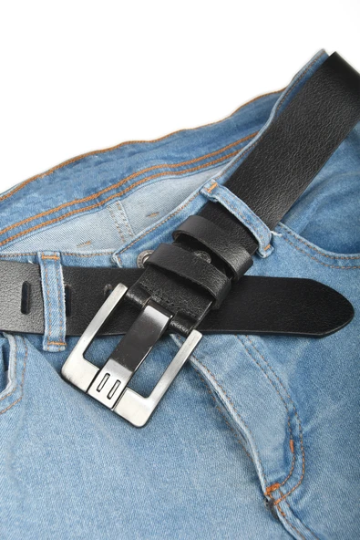 DeepSEA Özel Yapım %100 Hakiki Manda Derisi Kot Kemeri 4,5 cm Kalın Dilli Orjinal Deri Kemer 1801312 - Resim 3