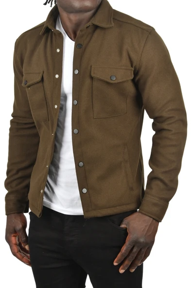 DeepSEA Dar Kesim Cepleri Kapaklı Çıtçıtlı İnce Kaşe Ceket Mont 2500559 - 7