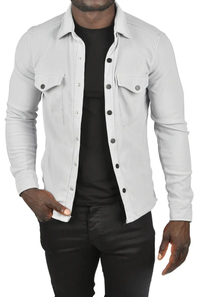 DeepSEA Örme Kumaş Gömlek Yaka Cepli Çıtçıtlı Slim Fit Spor Ceket 2500558 - 9