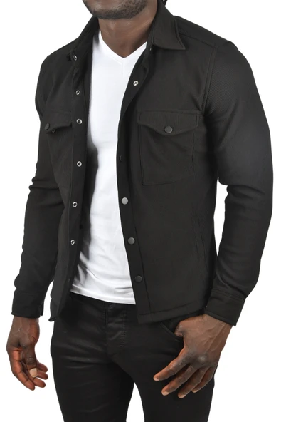 DeepSEA Örme Kumaş Gömlek Yaka Cepli Çıtçıtlı Slim Fit Spor Ceket 2500558 - 5