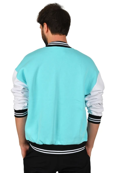 DeepSEA Üç İplik Boga Nakışlı İçi Şardonlu Kolej Yaka Mont Ceket 2304770 - Resim 5