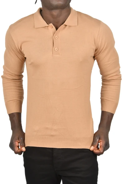 DeepSEA Slim Fit Polo Yaka İnce Triko Kazak 2505500 - Resim 9