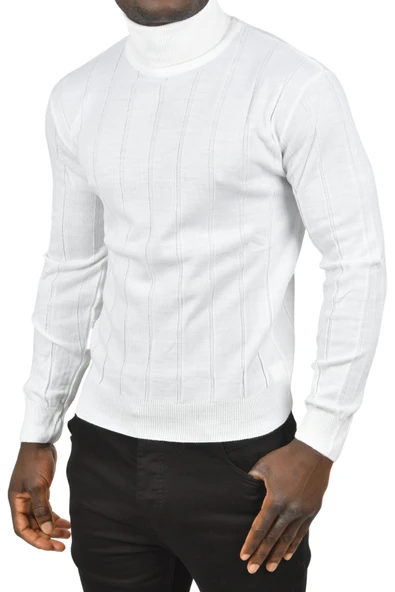 DeepSEA Slim Fit Likralı Tam Balıkçı Yaka Çizgili Boğazlı Kazak 2505504 ürün görseli