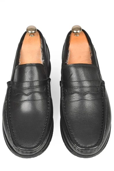DeepSEA İçi Kürklü Ortopedik Taban Hakiki Deri Ayakkabı Loafer 2501008 - Resim 2