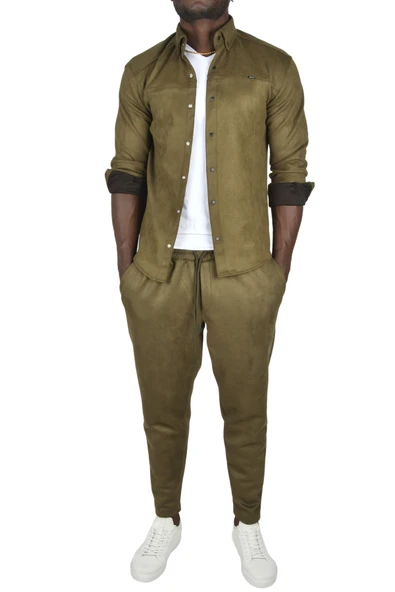 DeepSEA Beli Lastikli Bağcıklı Kırışmayan Süet Kumaş Rahat Kesim Dar Paça Spor Pantolon 2505556 - Resim 7