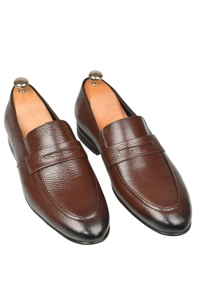 DeepSEA Desenli Hakiki Deri Klasik Ayakkabı Loafer 2501002 - 10