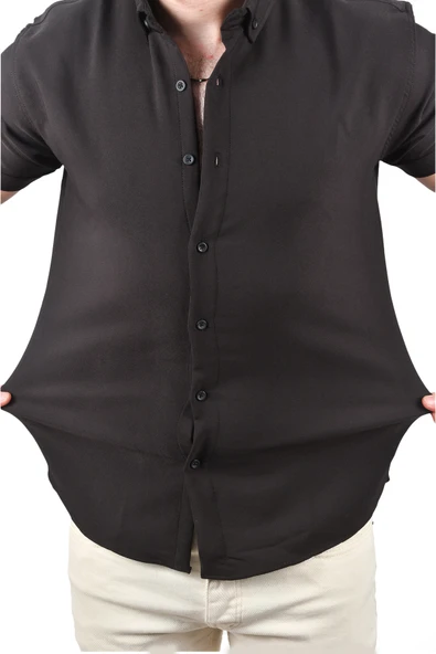 DeepSEA Slim Fit Likralı Spor Gömlek Dar Kesim Kısa Kol Gömlek 2501315 - Resim 4