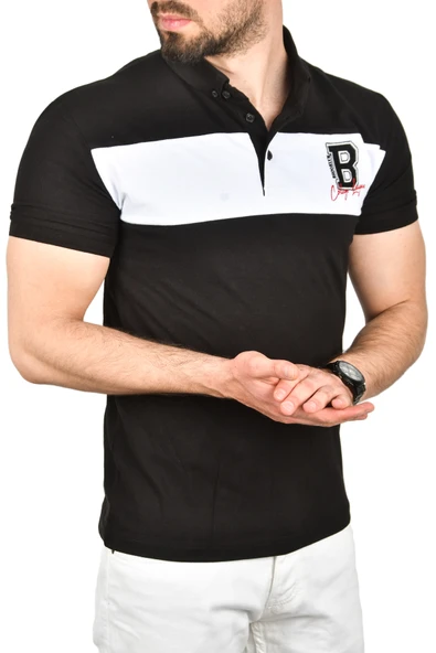 DeepSEA Erkek Slim Fit Nefes Alan Pamuklu Kumaş Dar Kesim Kıvrılmaz Yaka Polo Yaka Tişört 2503019 - Resim 7