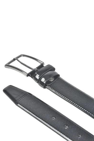 DeepSEA Klasik Parlak Suni Deri Kemer 3,5 cm Lazer İşlemeli Suni Deri Kemer 2502653 - Resim 3