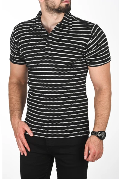 DeepSEA Slim Fit Nefes Alan Pamuklu Polo Yaka Tişört Dar Kesim Örme Kumaş Tişört 2501207 - 6