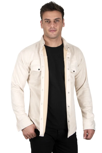 DeepSEA Kırışmayan Süet Kumaş ÇıtÇıtlı Cepli Slim Fit Mevsimlik Gömlek 2302329 ürün görseli