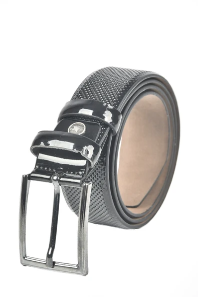 DeepSEA Klasik Parlak Suni Deri Kemer 3,5 cm Lazer İşlemeli Suni Deri Kemer 2502653 - Resim 2