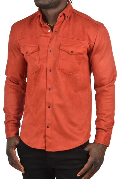 DeepSEA Kırışmayan Süet Kumaş ÇıtÇıtlı Cepli Slim Fit Mevsimlik Gömlek 2302329 - Resim 7