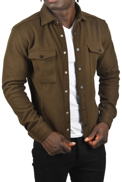 DeepSEA Dar Kesim Cepleri Kapaklı Çıtçıtlı İnce Kaşe Ceket Mont 2500559 - 8