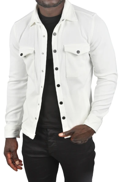 DeepSEA Örme Kumaş Gömlek Yaka Cepli Çıtçıtlı Slim Fit Spor Ceket 2500558 - 2