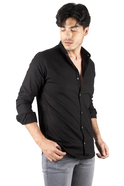 DeepSEA Slim Fit Dar Kesim Keten Gömlek Hakim Yaka Pamuklu Keten Spor Gömlek 2201895 - Resim 9