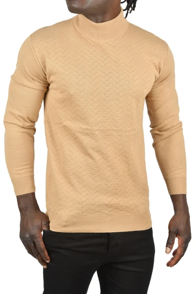 DeepSEA Zigzag Desenli Yarım Balıkçı Yaka Dar Kesim Boğazlı Triko Kazak 2505496 - Resim 10