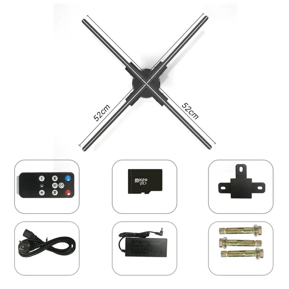 Hello Z7H 3D Hologram Fan - Holografik Video Görüntü Projektörü 52 Cm (Uzaktan Kumanda - Wifi - Telefon APP) - 4