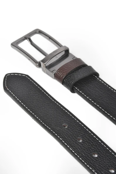 DeepSEA Çift Taraflı Hakiki Deri Spor Kemer Dönen Tokalı 4 cm  Orjinal Deri Kemer 2502630 - Resim 5