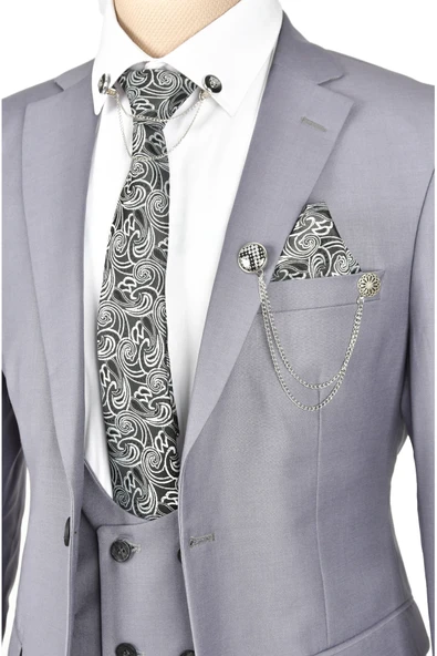 DeepSEA İtalyan Kesim Çift Yırtmaç 3lü Takım Elbise 2300528 - Resim 5