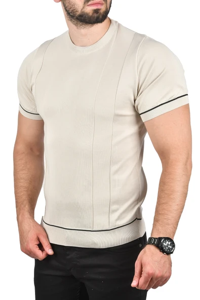 DeepSEA Dar Kesim Pamuklu Tişört Slim Fit Nefes Alan Bisiklet Yaka Triko Tişört 2504347 - Resim 9