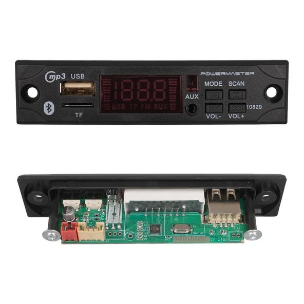Powermaster M517 Oto Teyp Dijital Player Board USB/AUX/SD/FM/Bluetooth Kumandalı Mikrofonsuz Çevirici (12V-500MA) - 2