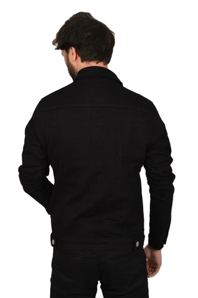 DeepSEA Dar Kesim Likralı Metal Düğmeli Jean Kot Mont Ceket 2300403 - 5