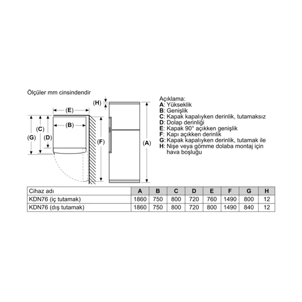 Bosch KDN76XWE0N Üstten Donduruculu No Frost Buzdolabı - 7