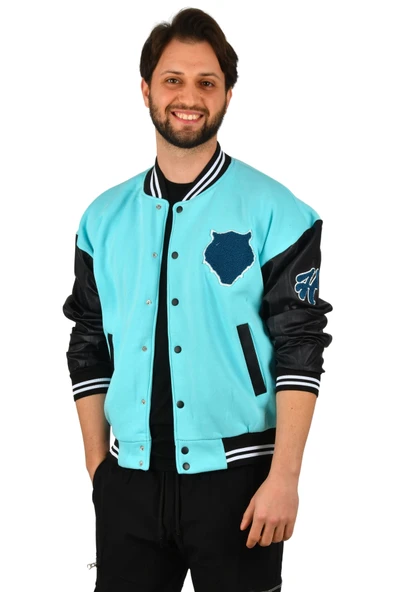 DeepSEA Üç İplik içi Şardonlu Kolu Suni Deri Kolej Yaka Mont Ceket 2304771 - 8