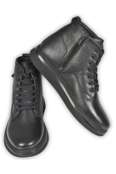 DeepSEA Su ve Soğuğa Dayanıklı Ortopedik Eva Taban Yanları Fermuarlı Bağcıklı Hakiki Deri Bot 2509942 - Resim 5