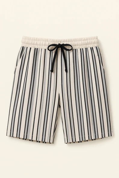 DeepSEA Çizgili Hızlı Kuruyan Micro Kumaş File Astarlı Deniz Şortu 2403011 - Resim 9