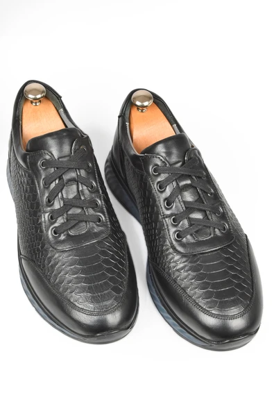 DeepSEA Desenli Hakiki Deri Ortopedik Yüksek Taban Bağcıklı Spor Ayakkabı Loafer 2509995 ürün görseli