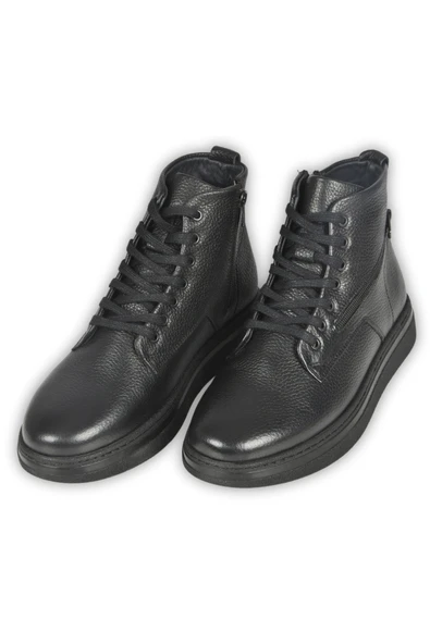 DeepSEA Su ve Soğuğa Dayanıklı Ortopedik Eva Taban Yanları Fermuarlı Bağcıklı Hakiki Deri Bot 2509942 - Resim 4