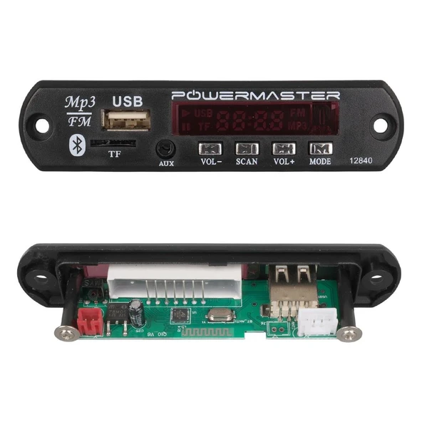 Powermaster M515 Oto Teyp Dijital Player Board USB/AUX/SD/FM/Bluetooth Kumandalı Mikrofonsuz Oto Teyp Çevirici (12V-500MA) - 2