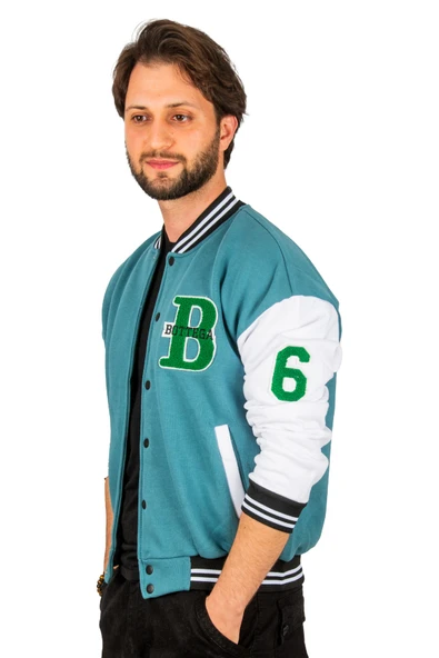 DeepSEA Üç İplik Kol ve Gögüs Nakış Detaylı Çıtçıtlı Kolej Mont 2304762 - Resim 8