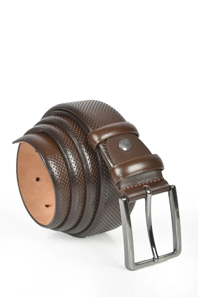 DeepSEA Erkek Nokta Desenli Klasik Kemer 3,5 cm Hakiki Deri Kemer 2104489 - Resim 7