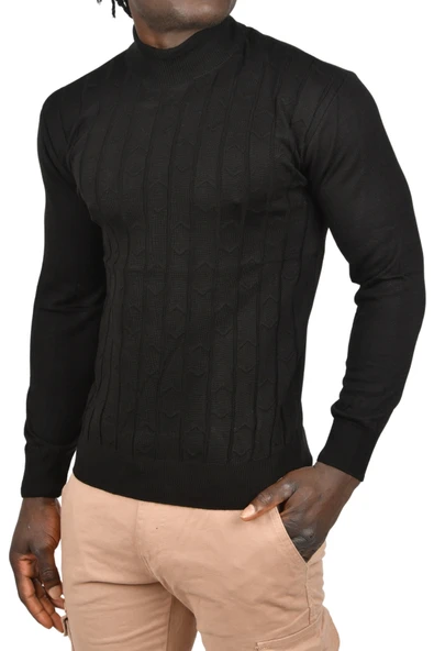 DeepSEA Çizgi Desenli Tüylenme Yapmayan Yarım Balıkçı Yaka Triko Kazak 2505501 - Resim 6