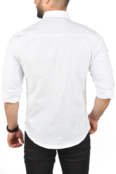 DeepSEA Slim Fit Çıtçıtlı Spor Gömlek Dar Kesim Pamuklu Gabardin Gömlek 2300413 - 5