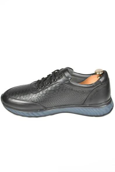 DeepSEA Desenli Hakiki Deri Ortopedik Yüksek Taban Bağcıklı Spor Ayakkabı Loafer 2509995 - Resim 7