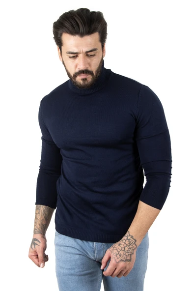 DeepSEA  Standart Fit Balıkçı Yaka Düz Kazak 2002292 - 1
