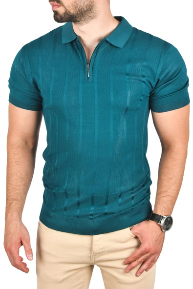 DeepSEA Slim Fit Nefes Alan Pamuklu Polo Yaka Tişört Dar Kesim Örme Kumaş Tişört 2505030 - 4