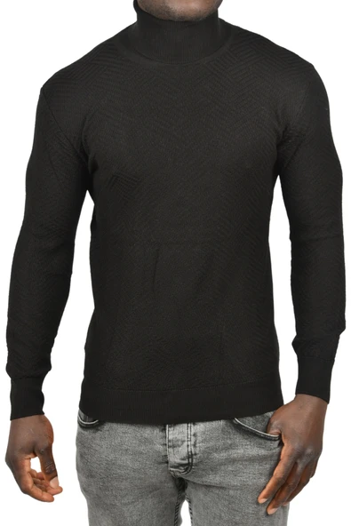 DeepSEA  Desenli Dar Kesim Tam Balıkçı Yaka Triko Boğazlı Kazak 2505510 - Resim 7