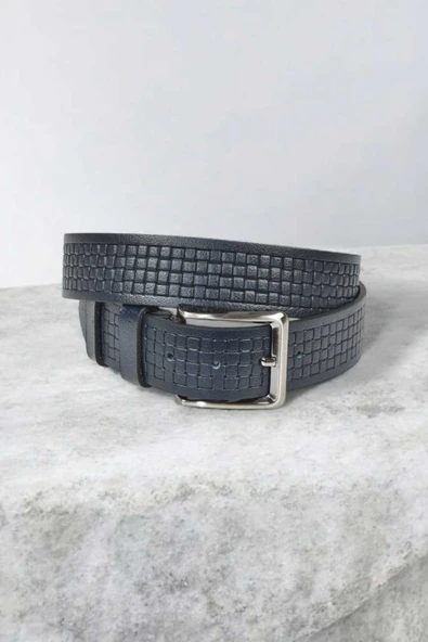 DeepSEA Kare Desenli Hakiki  Deri Kot Kemeri Orjinal Deri 4 cm Spor Kemer 2402620 - Resim 3