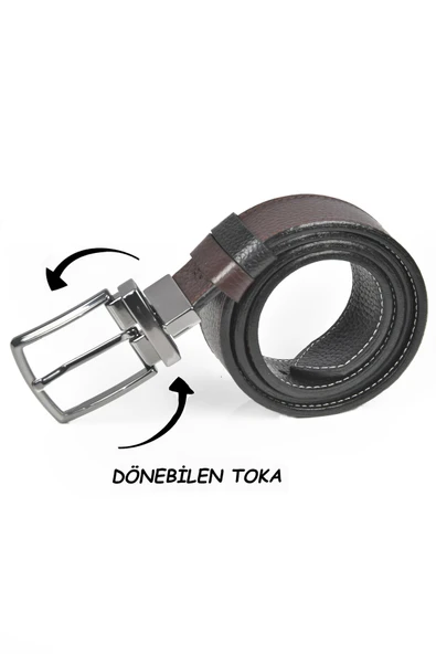 DeepSEA Çift Taraflı Hakiki Deri Spor Kemer Dönen Tokalı 4 cm  Orjinal Deri Kemer 2502630 ürün görseli