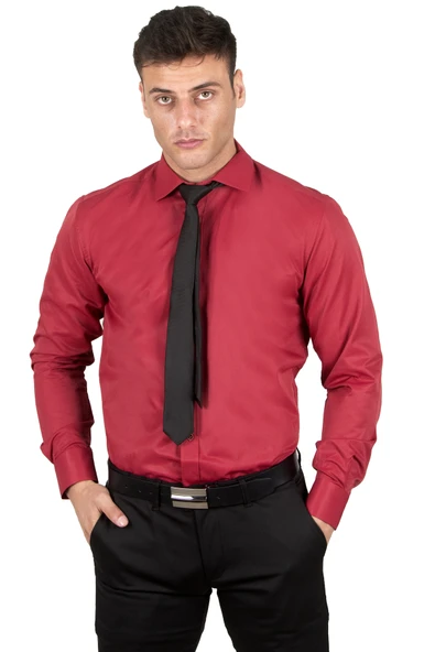 DeepSEA Dik Yaka Slim Fit Kesim Pamuk Saten Erkek Gömlek 2209615 - 6