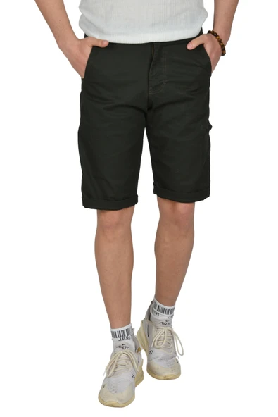 DeepSEA Yeni Sezon Yan Cep Fermuarlı Slim Fit Kargo Şort Kapri 2301613 - Resim 6