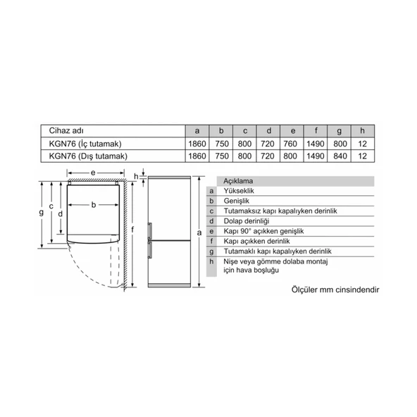 Bosch KGN76CWE0N Alttan Donduruculu No Frost Buzdolabı - 7