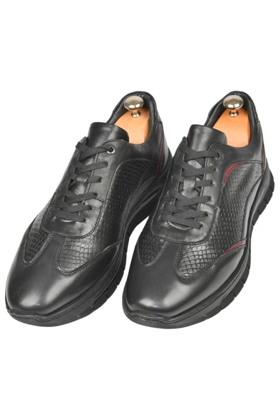 DeepSEA Desenli Bağcıklı Yüksek Taban Deri Spor Ayakkabı Casual Sneaker 2509994 - 1