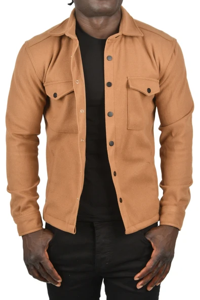 DeepSEA Dar Kesim Cepleri Kapaklı Çıtçıtlı İnce Kaşe Ceket Mont 2500559 - 2