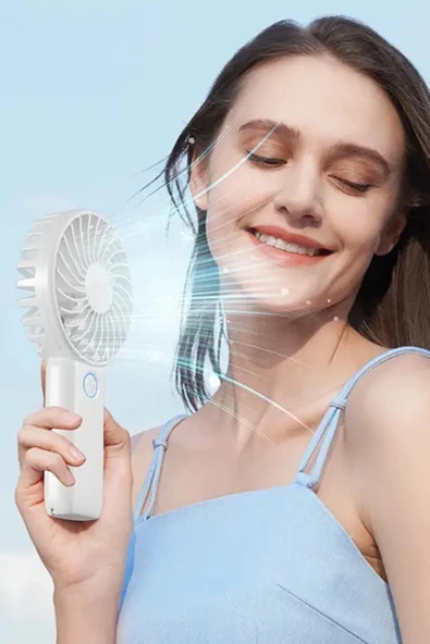 3 Hız Kademeli Şarjlı Sessiz El Vantilatörü Telefon Tutucu Özellikli El Masa Fanı - Resim 4